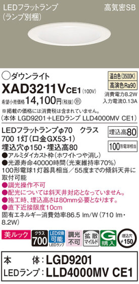 Panasonic 饤 XAD3211VCE1 ᥤ̿