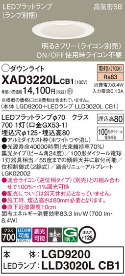 Panasonic 饤 XAD3220LCB1 ᥤ̿