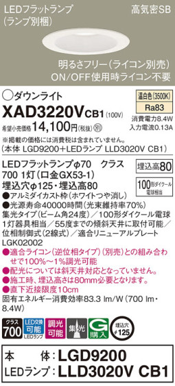 Panasonic 饤 XAD3220VCB1 ᥤ̿