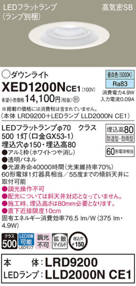 Panasonic ƥꥢ饤 XED1200NCE1 ᥤ̿