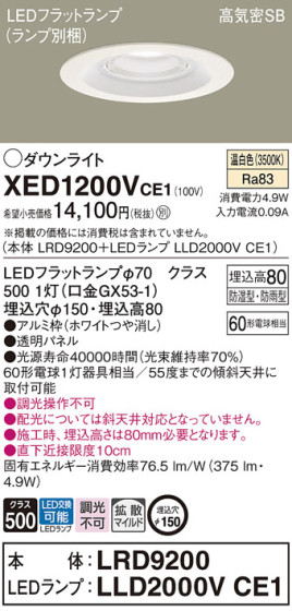 Panasonic ƥꥢ饤 XED1200VCE1 ᥤ̿