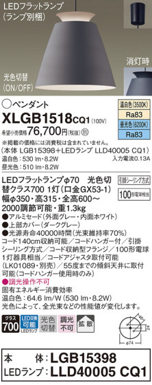 Panasonic ڥ XLGB1518CQ1 ᥤ̿