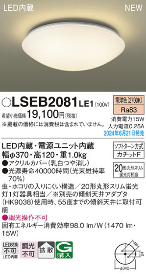 Panasonic 󥰥饤 LSEB2081LE1 ᥤ̿